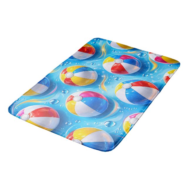 Summertime splash beach ball prem bath mat (Angled)