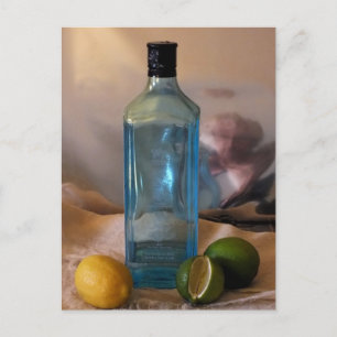 "Summertime" Still Life with Bottle and Citrus Postcard