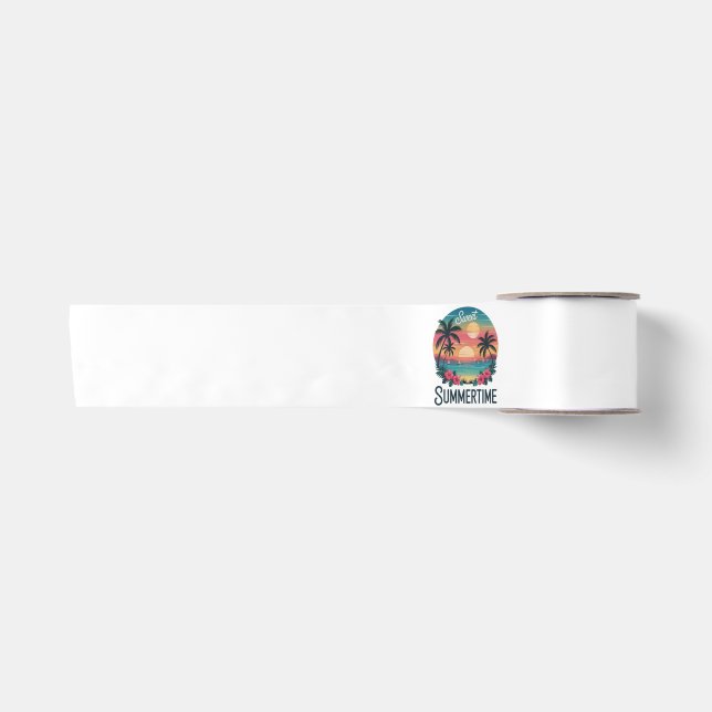 Summertime Summer Trip Beach Satin Ribbon (Front)