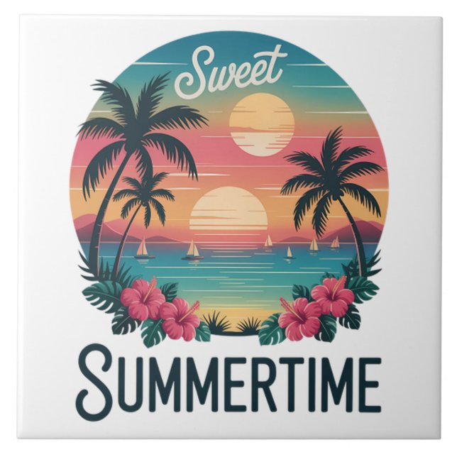 Summertime Summer Trip Beach Tile (Front)