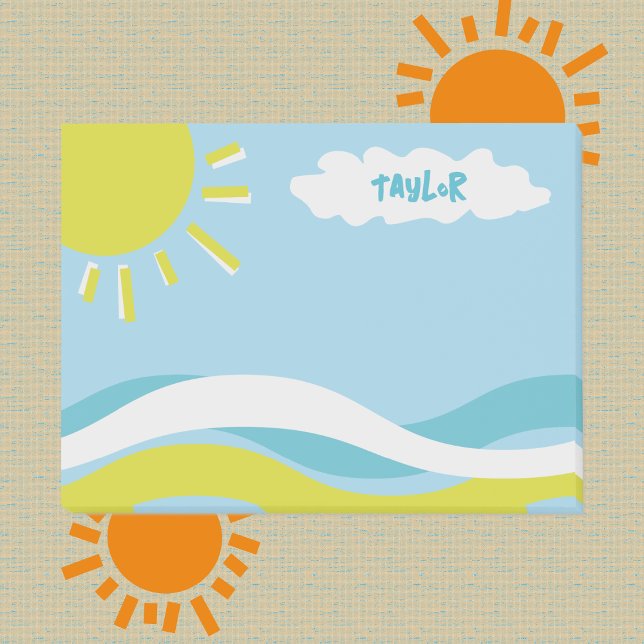Summertime Sunshine Fun Personalised  Post-it Notes (Depiction of Front of Post-it® Notes)