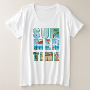 Summertime Text with Big Letters Beach-23430 Plus Size T-Shirt