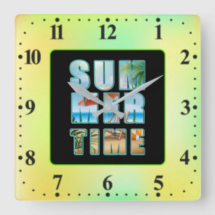Summertime Text with Big Letters Beach-23430 Square Wall Clock