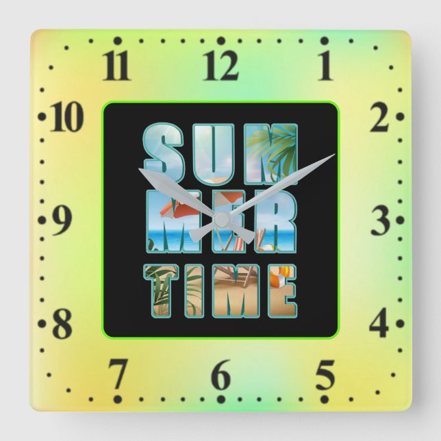 Summertime Text with Big Letters Beach-23430 Square Wall Clock (Front)