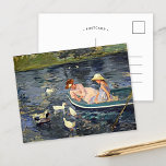 Summertime Two | Mary Cassatt Postcard<br><div class="desc">Summertime 2 (1894) by American impressionist artist Mary Cassatt. Original artwork is an oil painting on canvas depicting a portrait of a 2 women on a boat surrounded by ducks. 

Use the design tools to add custom text or personalise the image.</div>