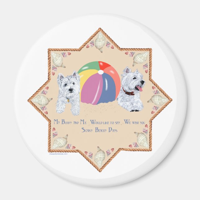 Summertime Westies Sandy Magnet (Front)