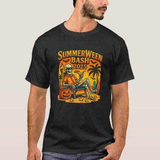 SummerWeen Bash 2025 Skeleton Beach Party Hallowee T-Shirt