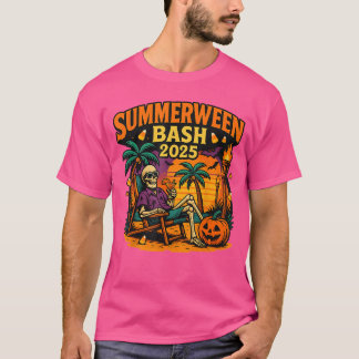 SummerWeen Bash 2025 Skeleton Beach Party Hallowee T-Shirt