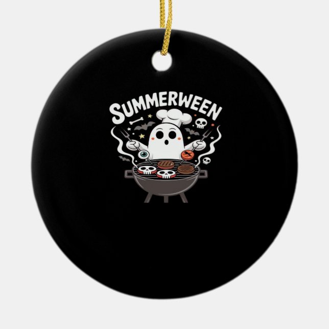 Summerween BBQ Funny Ceramic Tree Decoration (Front)