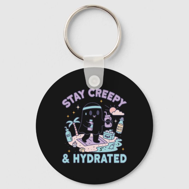 Summerween Beach Halloween Ghost 1  Key Ring (Front)