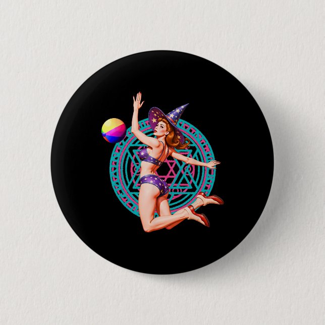 Summerween Beach Ll Pin-up Y Witch Halloween Magic 6 Cm Round Badge (Front)