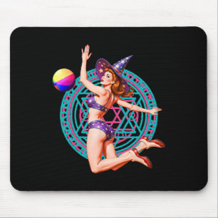 Summerween Beach Ll Pin-up Y Witch Halloween Magic Mouse Pad