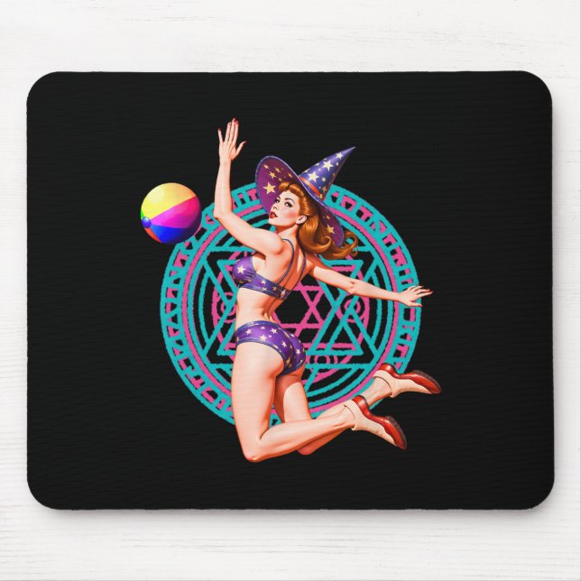Summerween Beach Ll Pin-up Y Witch Halloween Magic Mouse Pad (Front)