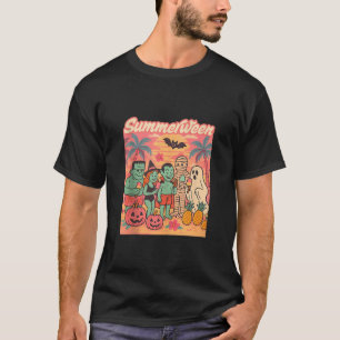 Summerween Beach Monsters Ice Cream Pink Holiday H T-Shirt