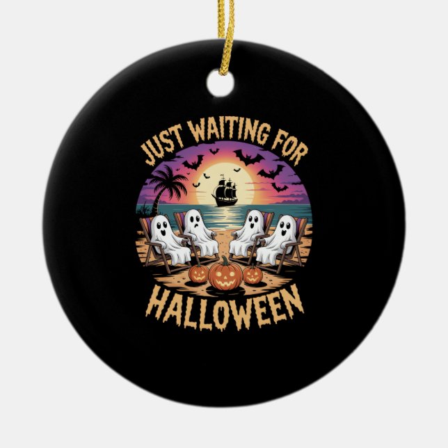Summerween Beach Spooky Ceramic Tree Decoration (Front)