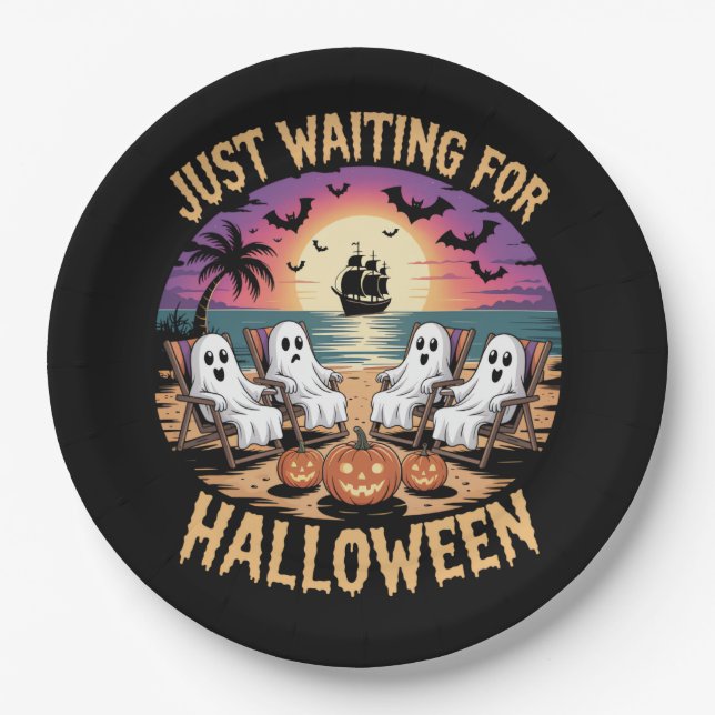 Summerween Beach Spooky Paper Plate (Front)