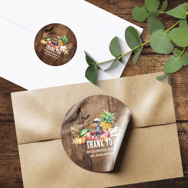 Summerween Birthday Party Summer and Halloween Classic Round Sticker (Creator Uploaded)