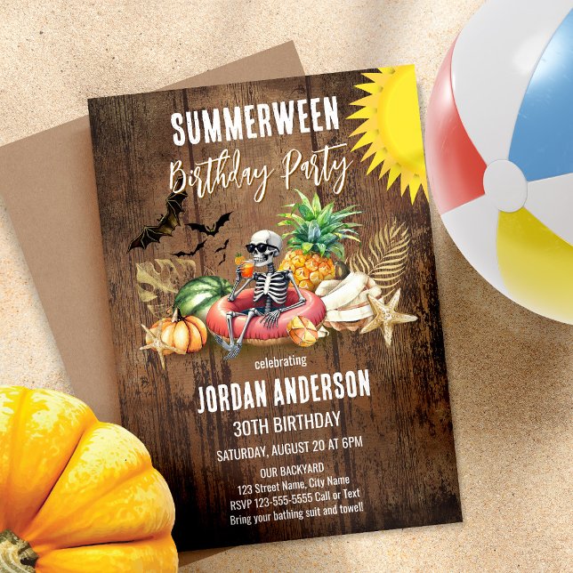 Summerween Birthday Party Summer and Halloween Invitation (Creator Uploaded)