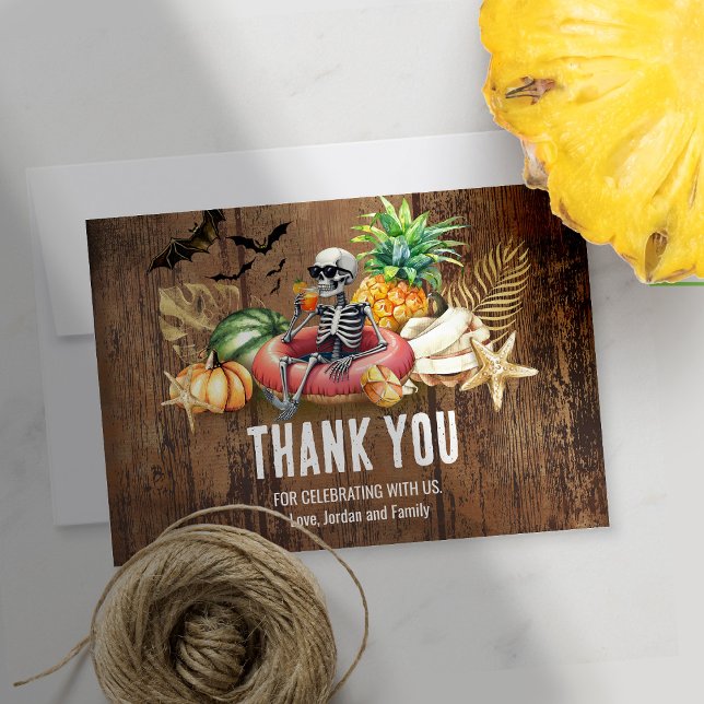 Summerween Birthday Party Summer and Halloween Thank You Card (Creator Uploaded)