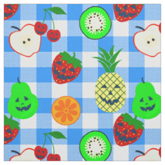 summerween blue halloween jack o'lantern fruit fabric