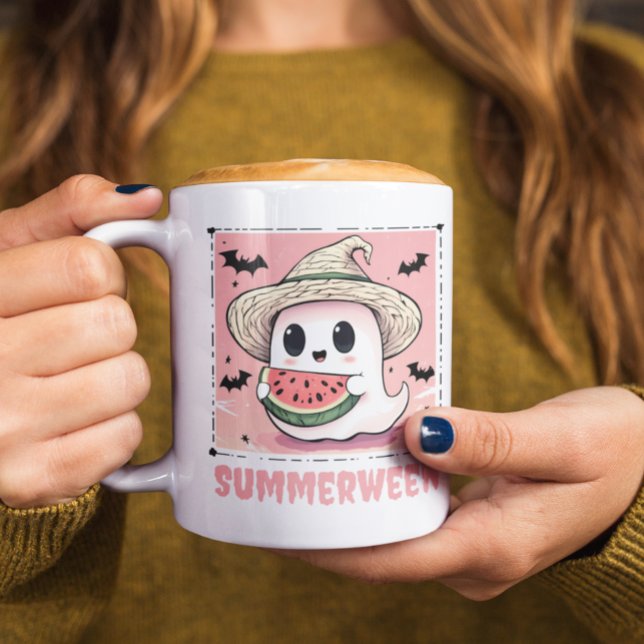 Summerween Cute Ghose Watermelon Summer Coffee Mug (Creator Uploaded)