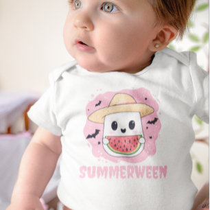 Summerween Cute Ghost Watermelon Summer Baby T-Shirt