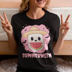 Summerween Cute Ghost Watermelon Summer Tri-Blend Shirt