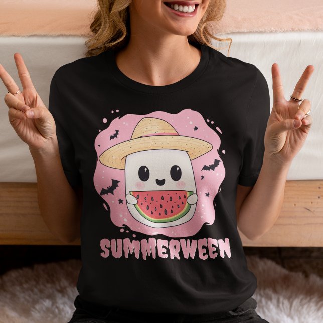 Summerween Cute Ghost Watermelon Summer Tri-Blend Shirt (Creator Uploaded)