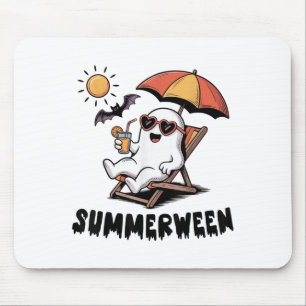 Summerween Cute Spooky Ghost With Summer Vibes For Mouse Pad