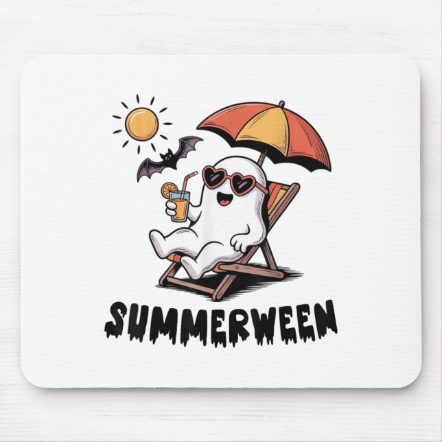 Summerween Cute Spooky Ghost With Summer Vibes For Mouse Pad (Front)