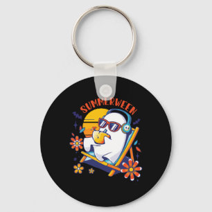 Summerween Cute Spooky Summer Ghost Halloween Love Key Ring