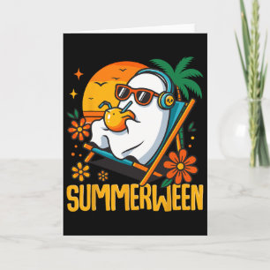 Summerween Funny Ghost Halloween Summer Beach Vibe Card