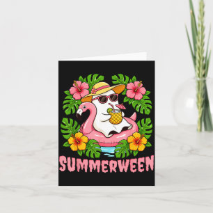 Summerween Funny Ghost Halloween Summer Floral Card