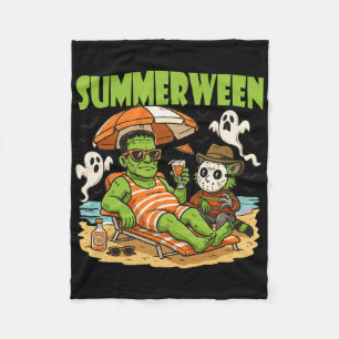 Summerween Funny Horror Characters Halloween On Th Fleece Blanket