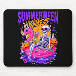 Summerween Funny Skeletons Halloween Floating Pool Mouse Pad
