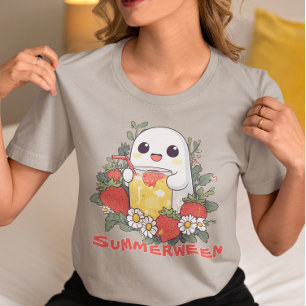 Summerween Ghost with Strawberries Tri-Blend Shirt