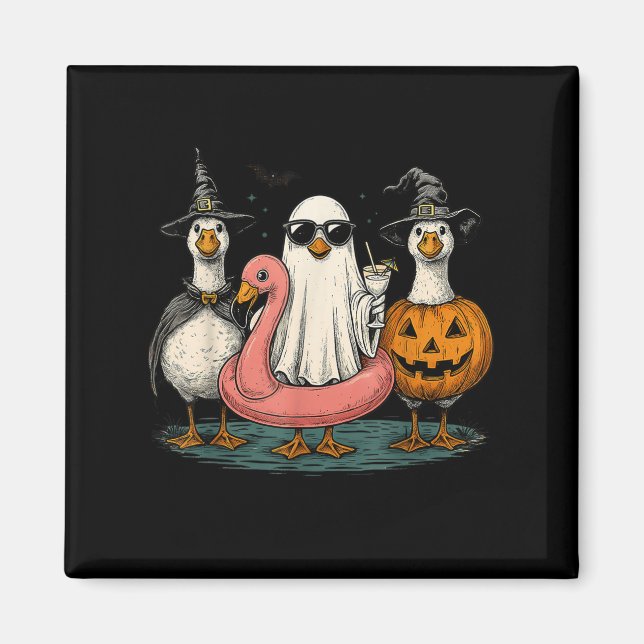 Summerween Goose Boo Ghost Pumpkin Halloween Summe Magnet (Front)