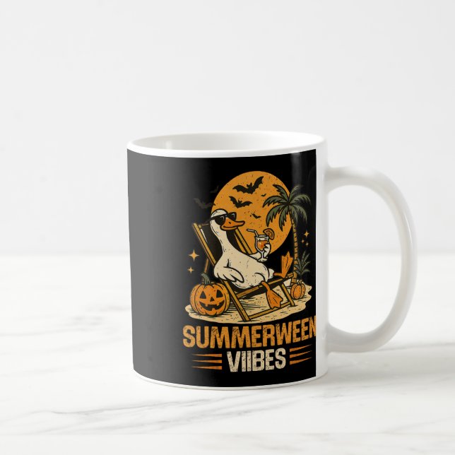 Summerween Goose Spooky Halloween Pumpkin Beach Su Coffee Mug (Right)