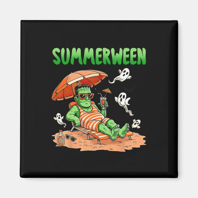 Summerween Halloween Hello Summer Frankenstein Boo Magnet (Front)