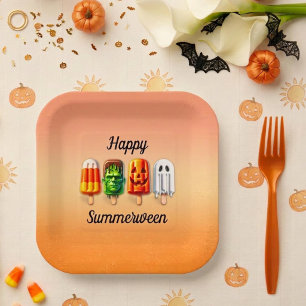 Summerween Halloween Summer Party Paper Plate
