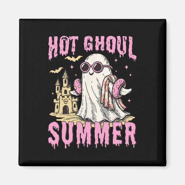 Summerween Hot Ghoul Summer Funny Cute Ghost Pool  Magnet (Front)