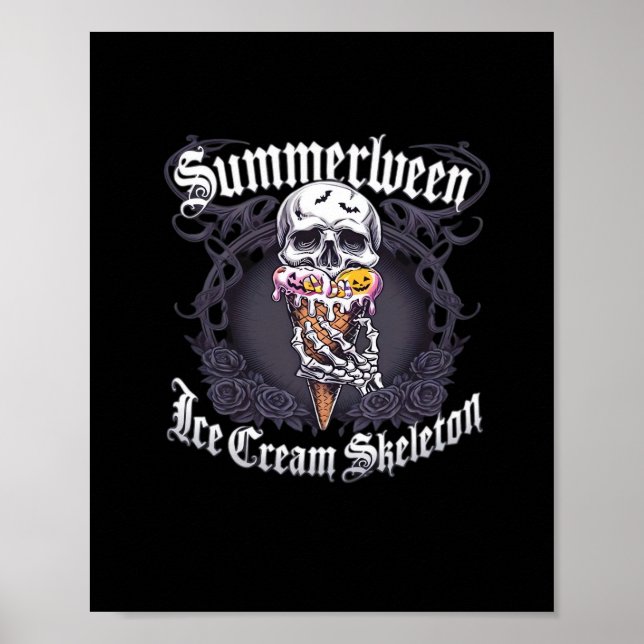 Summerween IceCream Skeleton Classic Trending Poster (Front)
