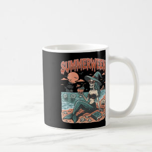 Summerween Mermaid Skeleton Beach Flamingo Hallowe Coffee Mug