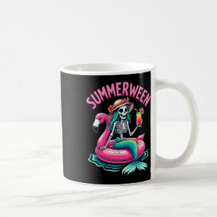 Summerween Mermaid Skeleton Beach Flamingo Hallowe Coffee Mug