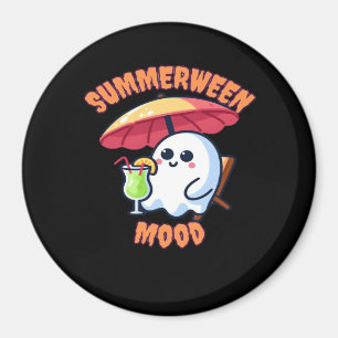 Summerween Mood Halloween Kawaii Ghost At The Beac Magnet