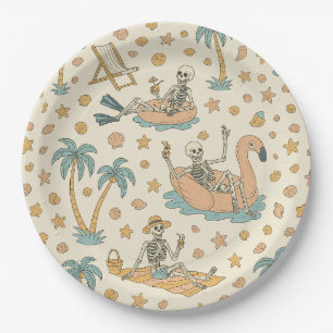 Summerween Party Skeleton Paper Plates