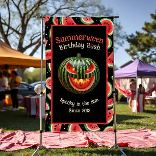 Summerween Party Watermelon Jack o Lantern Spooky Banner