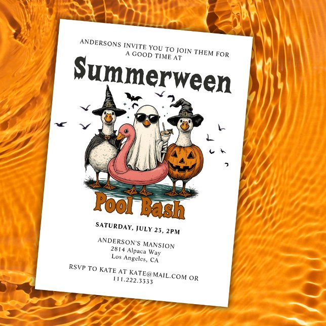 Summerween Pool Bash Party Summer Halloween  Invitation (Creator Uploaded)