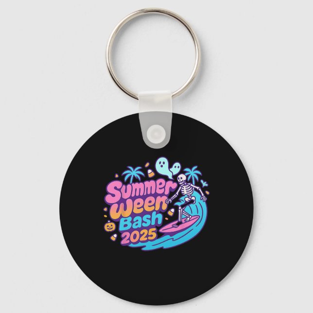 Summerween Sh 2025 Skeleton Beach Party Halloween  Key Ring (Front)