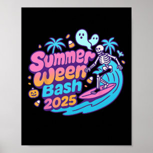 Summerween Sh 2025 Skeleton Beach Party Halloween  Poster
